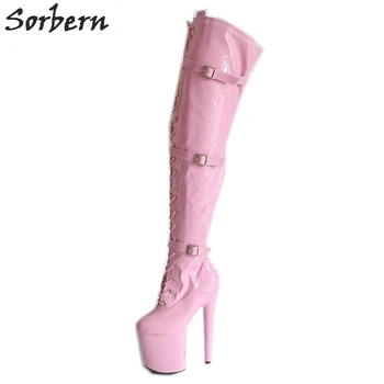 

Sorbern Pink Super High Heels Women Boots Over The Knee High Spike Heels Custom Colors Luxury Shoes Women Designers New Arrival