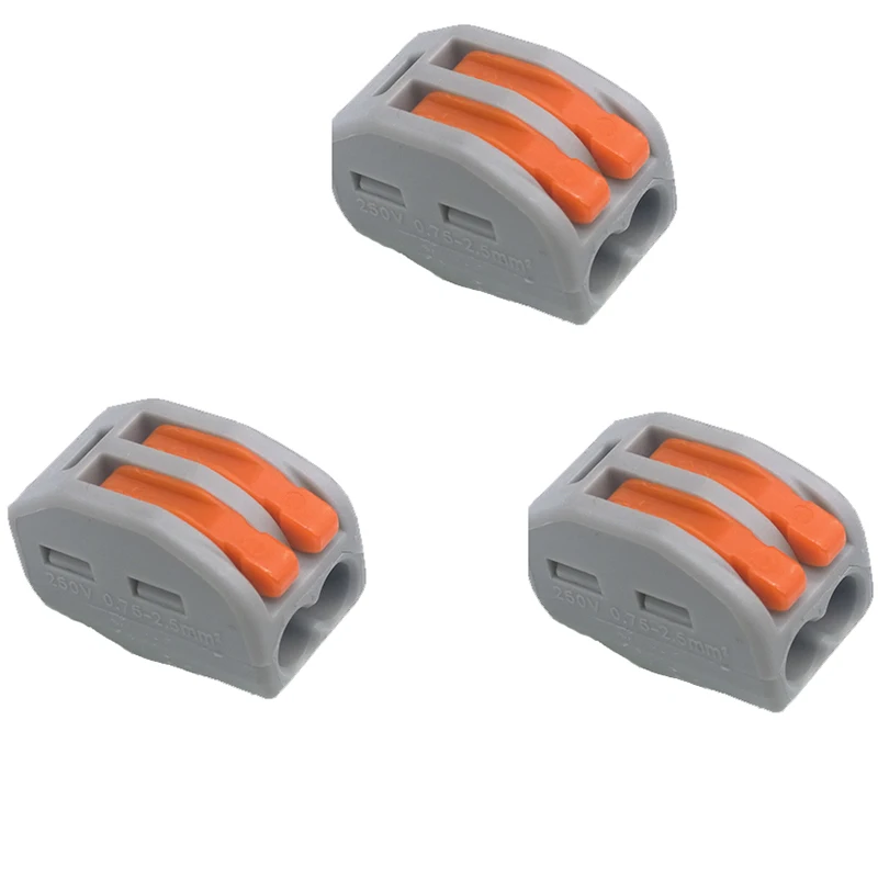 

50 PCS/lots PCT-212(wago 222-412) lever push reuseable cable 2 wire connector 32A 2 pin Conductor Terminal conectores electricos
