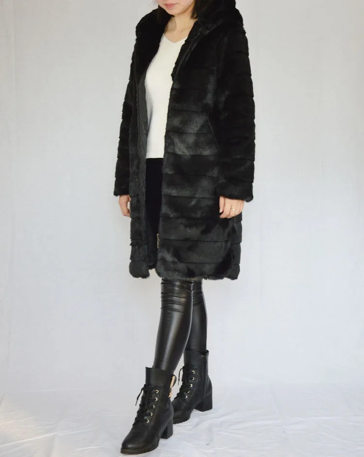 Женские куртки размера плюс 4xl 5xl 6xl пальто из искусственного меха Черное длинное меховое пальто зимние куртки Женское пальто из искусственного меха