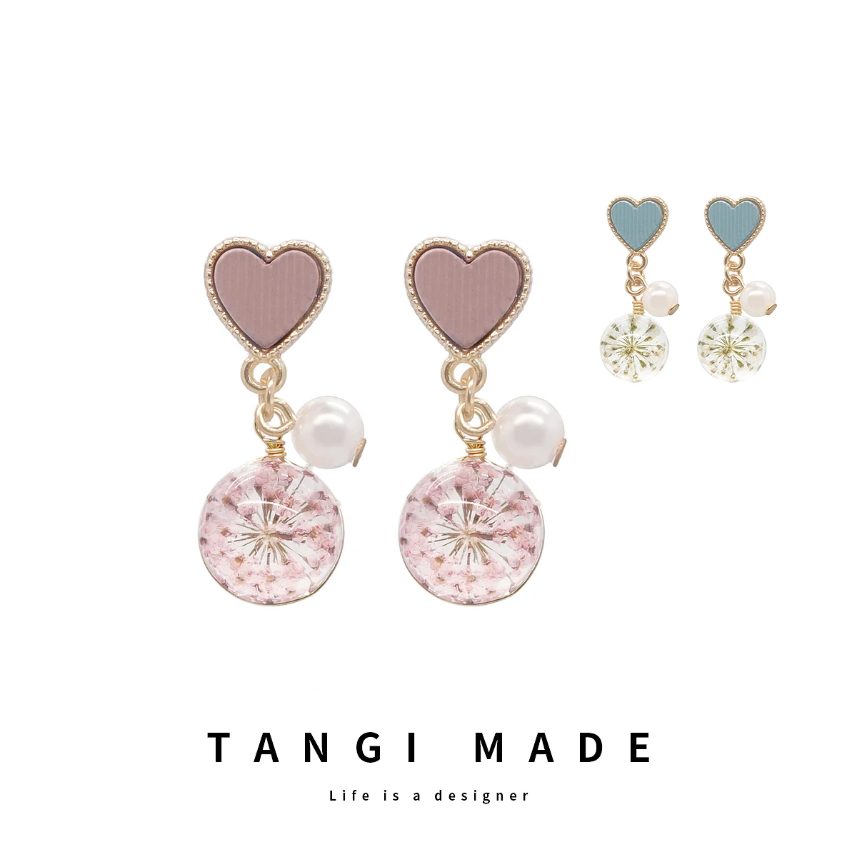 

Earrings and Clips Tangi Original Design 925 Silver Needle Jelly Pearl All Over Tianxing Small Cute Girl Earrings