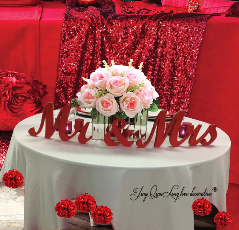 Wooden Letters Red Mr Mrs Letters Wedding Table Decoration
