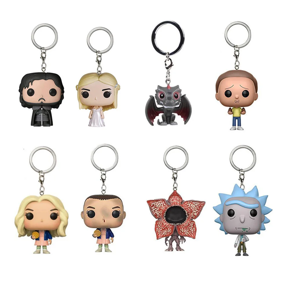 

Game of Thrones Rick and Morty Stranger Things Walking dead Supernatural Doctor who Baymax Keychain Figure Model Key Chain Toys