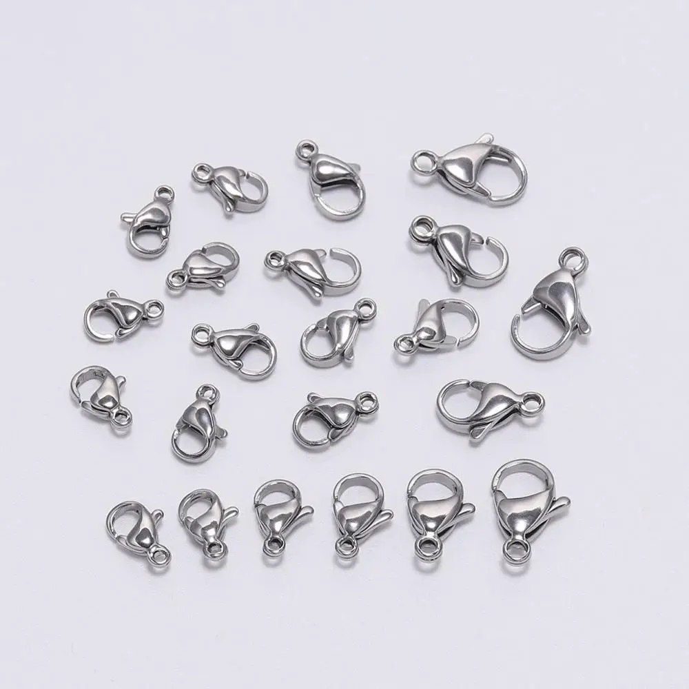 24 Ends Set with Lobster Clasp and Extender Chain Necklace DIY Silver 6*13mm