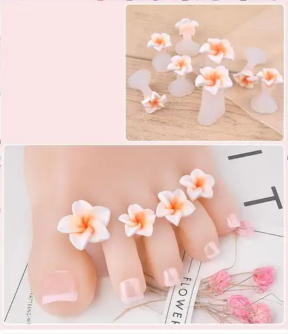 Pcs/Pack Toe Separator Cute Soft Silicone Toes Lock Tools Daisy Heart Shaped Rhinestones Nail Art Japanese Style