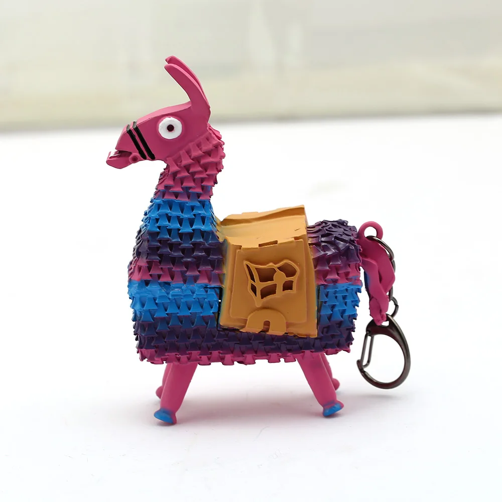 

New Game Colorful Keychain Battle Royale 3D Alpaca Metal Pendant Treasure Chest Model Keyring llaveros para mujer Mens Jewelry