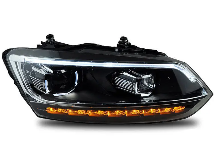 2 шт. автомобильные фары для Volkswagen Polo 2011- фары Биксеноновые линзы проектор светодиодный DRL ангельские глазки
