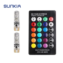 SUNKIA 2 шт./компл. Автомобильный светодиодный светильник T10 RGB костюм с пультом дистанционного управления(без батареи) Внешний зазор ширина парковочный светильник