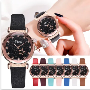 

Luxury Women Watches Fashion Simple Starry Sky Mosaic Diamond Quartz Leather Belt Ladies Watch reloj mujer relogio feminino