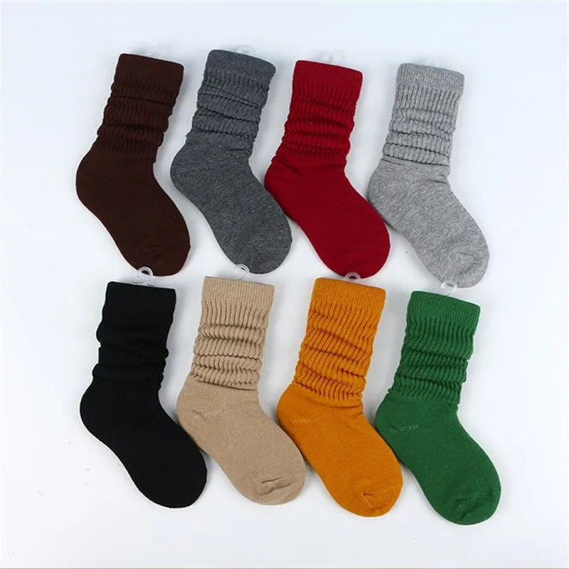 Новые детские носки однотонные носки с морщинами носки для мальчиков и девочек TWS0317