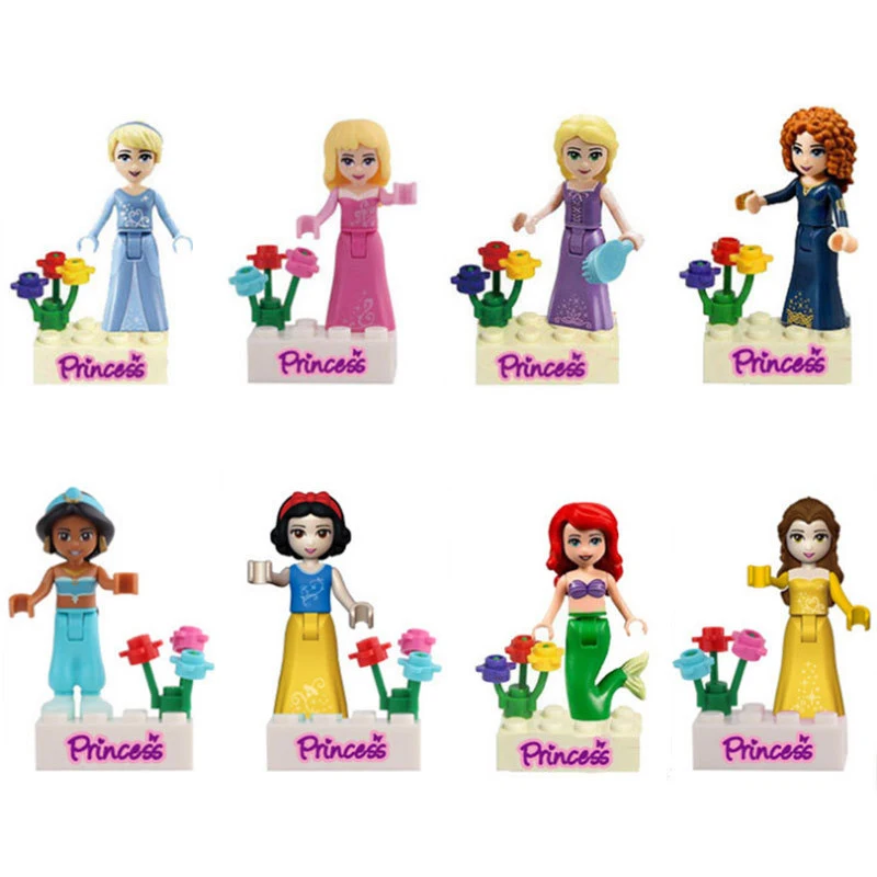 

Hot Sale 8pcs Fairy Tale Princess Girl Blocks Model Building Kits Doll Figures Bricks Blocks Toys Kids Children Christmas Gift