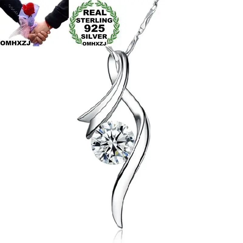 

OMHXZJ Wholesale Personality Fashion OL Woman Girl Gift Vintage White Amethyst AAA Zircon 925 Sterling Silver Pendant Charm CH26