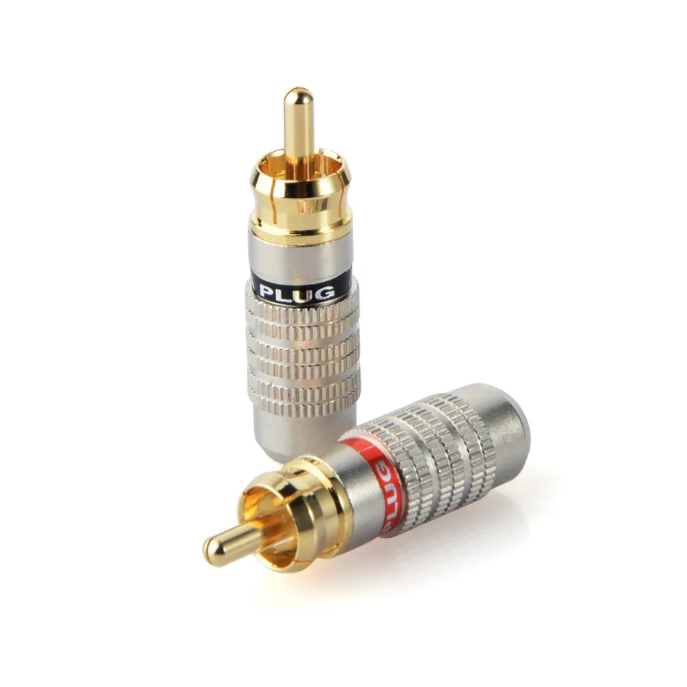 2 шт./лот DIY RCA Plug HIFI позолоченный Аудио кабель RCA Мужской Аудио разъем золото адаптер для кабеля
