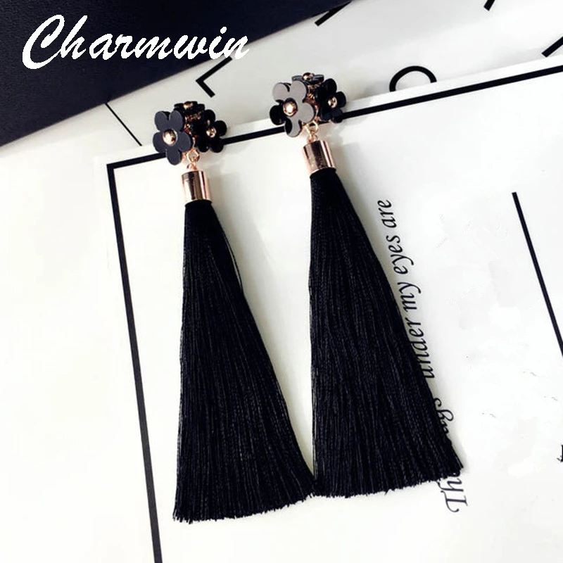 Charmwin новые модные крупные длинные серьги с кисточками женские ювелирные изделия