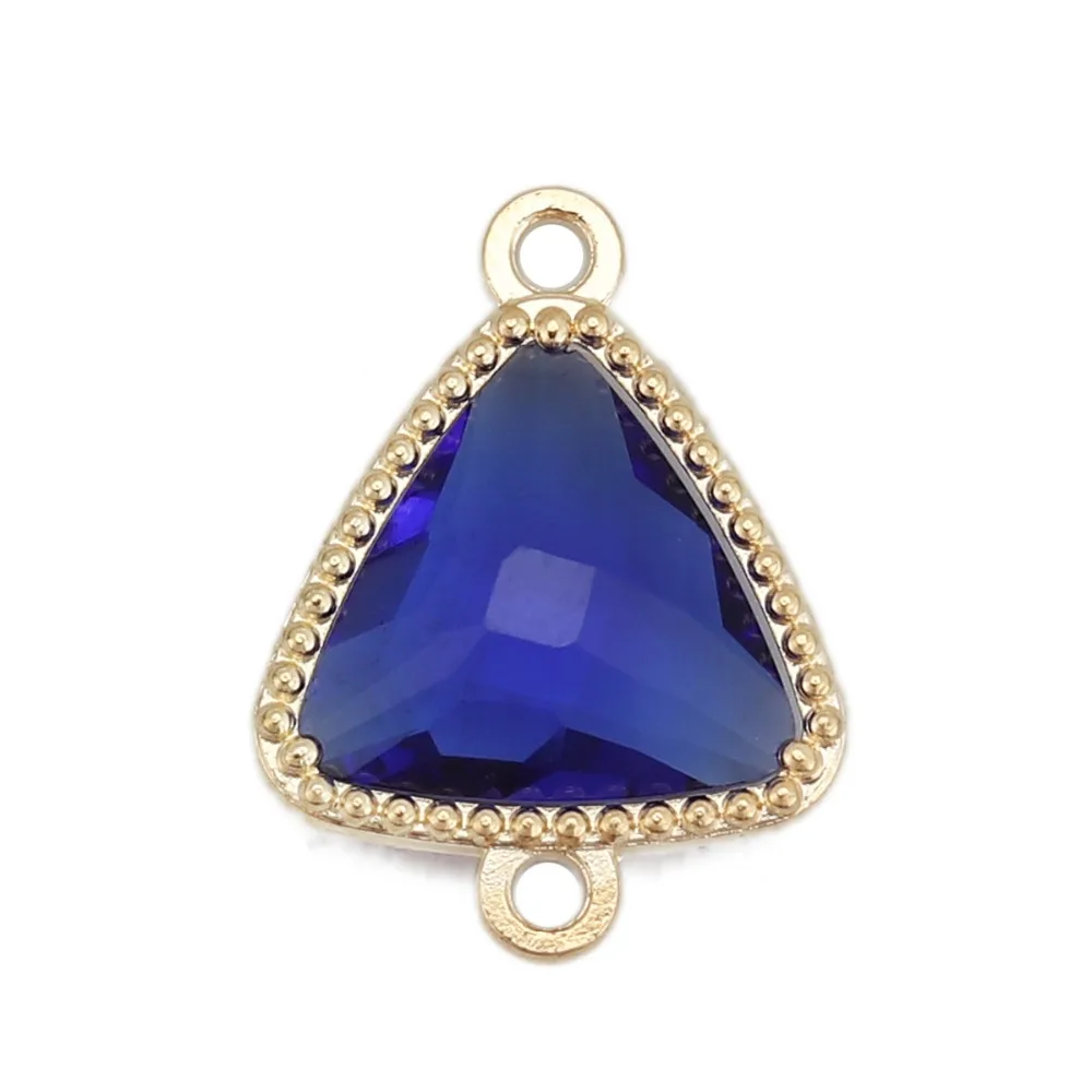DoreenBeads медные и стеклянные соединители треугольные золотистые цветные граненые шармы 16 мм(5/") x 12 мм(4/8"), 5 шт