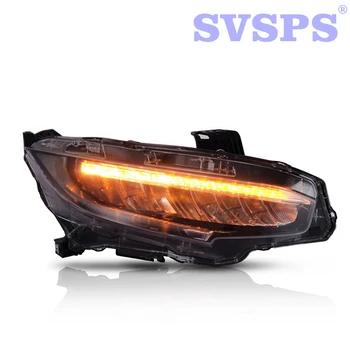 

High Quality Car Styling Left Right Headlight Head Lamp With Yellow Moving Turn Light For New Honda Civic 2016