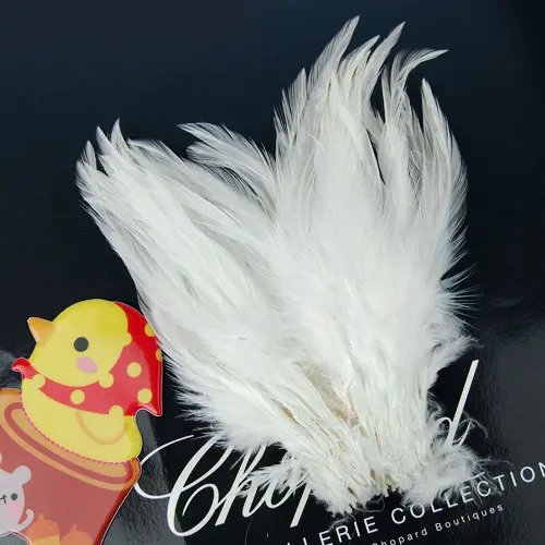 Beautiful Rooster Cock Coque Saddle Feather 3-4 Inch Multi-Purpose Craft Supplies for Clothes Home Decor - White