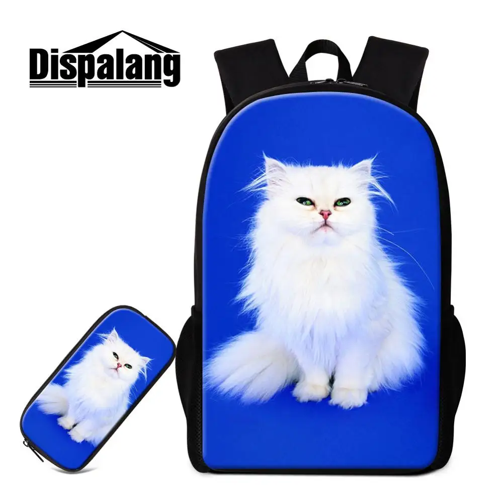 2 PCS Set19 Школьные рюкзаки для девочек с розовым принтом кота, большой емкости, комплект из 2 предметов, сумка для книг, чехол-карандаш для школьников, женский рюкзак для путешествий, рюкзак - Цвет: 2 PCS Set19