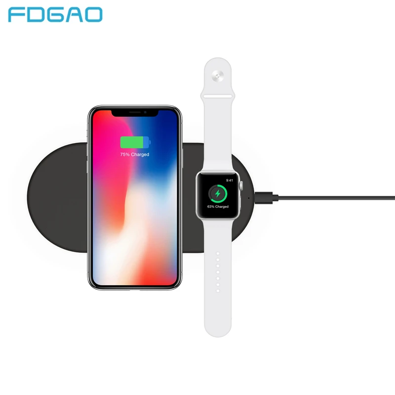 

FDGAO Wireless Charger for Apple Watch Series 1 2 3 4 QI Fast Wireless Charging Pad For iPhone XS Max XR X 8 Plus Samsung S8 S9