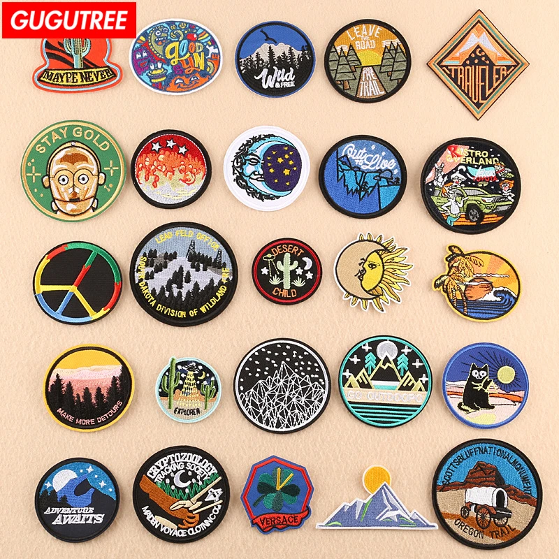 

GUGUTREE embroidery endless patches badges patches badge patches Applique Patch for Coat,T-Shirt,hat,bags,Sweater,backpack
