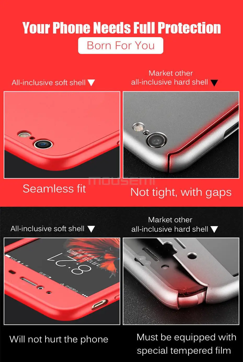 MOUSEMI For iPhone 6 6s 8 Plus Coque Phone Cases Silicone TPU Luxury Protection 360 Degree Full Body Cover Cases For iPhone 7 X (5)