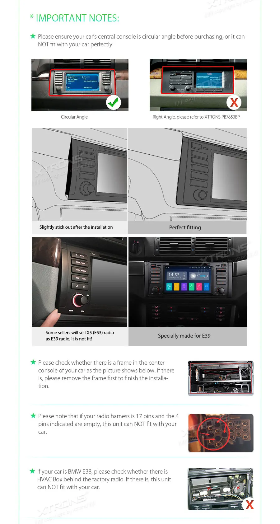 Best XTRONS 7"Android 8.1 Car DVD Player Radio GPS RCA RDS WIFI CANbus for BMW E39 M5 1999 2000 2001 2002 2003/7 Series 1997 1998 3