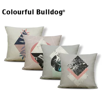 

Geometry Cushions Square Round Triangle Stripe Black Line Pillow Cushion Decorations Pillow With Cover 45X45Cm Linen Blend Relax
