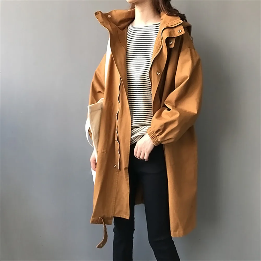 Winter Hooded Windproof coat 2018 Autumn Trench Coat Women Causal Long Sleeve With Hood Long Female Coat Casaco Feminino Coats (11)