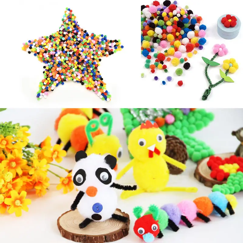 1000 Pcs 10mm Crafts Round Shaped Pompom Mixed Color Soft ...