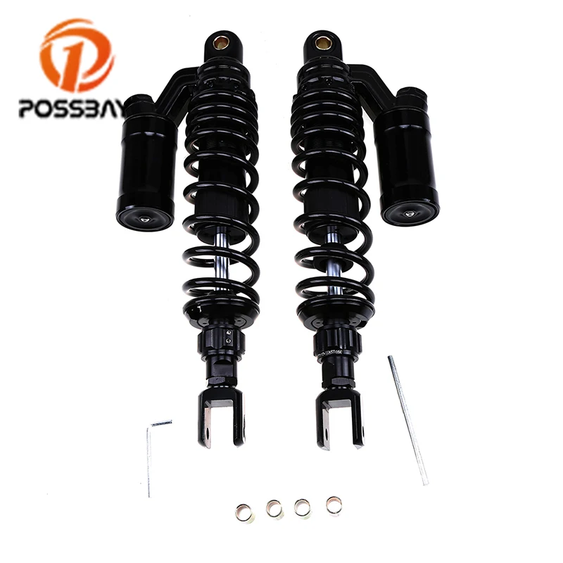 

POSSBAY Black 340mm 360mm Motorcycle Air Shock Absorber Amortiguador Moto Universal for Honda Yamaha Suzuki Harley Kawasaki