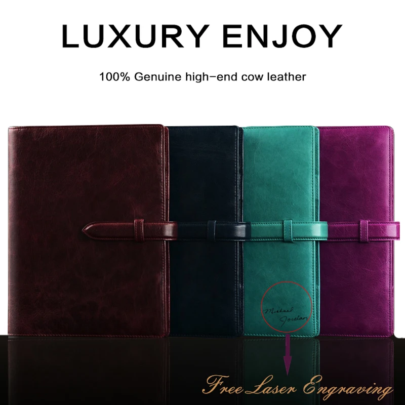 Блокнот из натуральной кожи на спирали с кольцами|business notepads|leather spiral notebookbusiness agenda