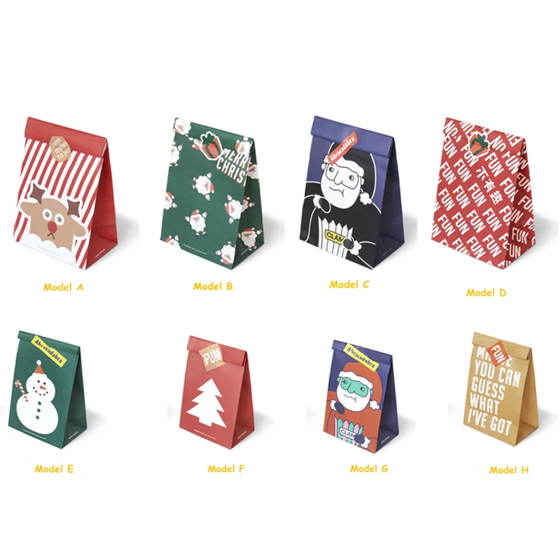 Kerst Cartoon Kraftpapier Kleurrijke Wegwerp Souvenir Tas Met Mooie Sticker Winkel Pakket Gereedschap 120 stks/pak Kerst Cartoon Kraftpapier Kleurrijke Wegwerp Souvenir Tas Met Mooie Sticker Winkel Pakket Gereedschap 120 stks/pak