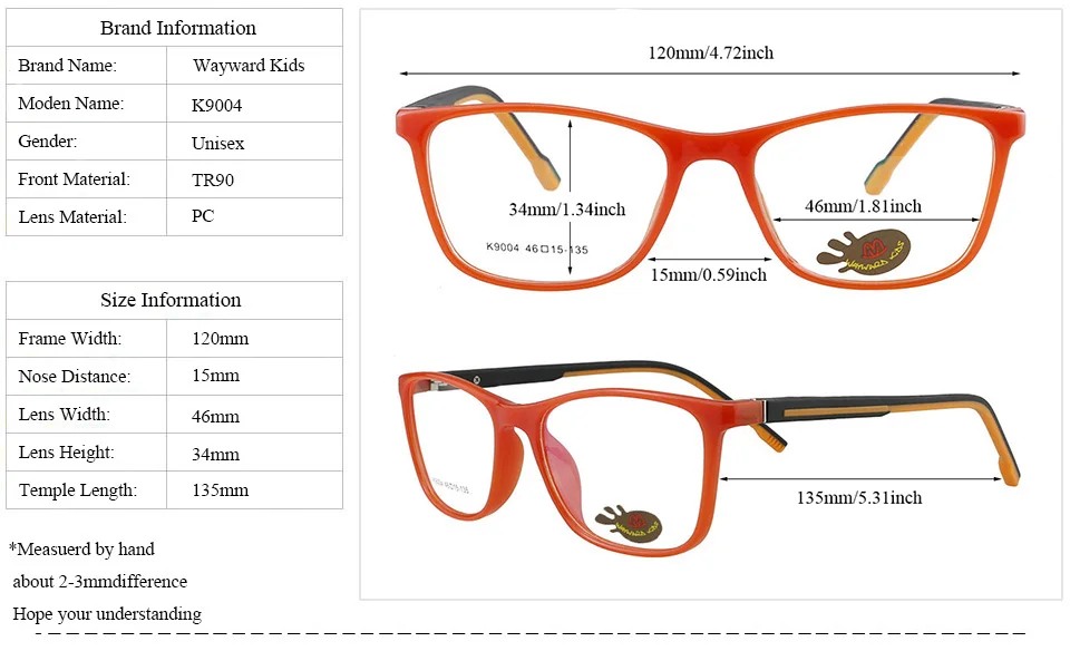 Wayard дети девочки/мальчики очки гибкие очки TR90 оправа очки резиновые дужки очки прозрачные линзы очки для K9004