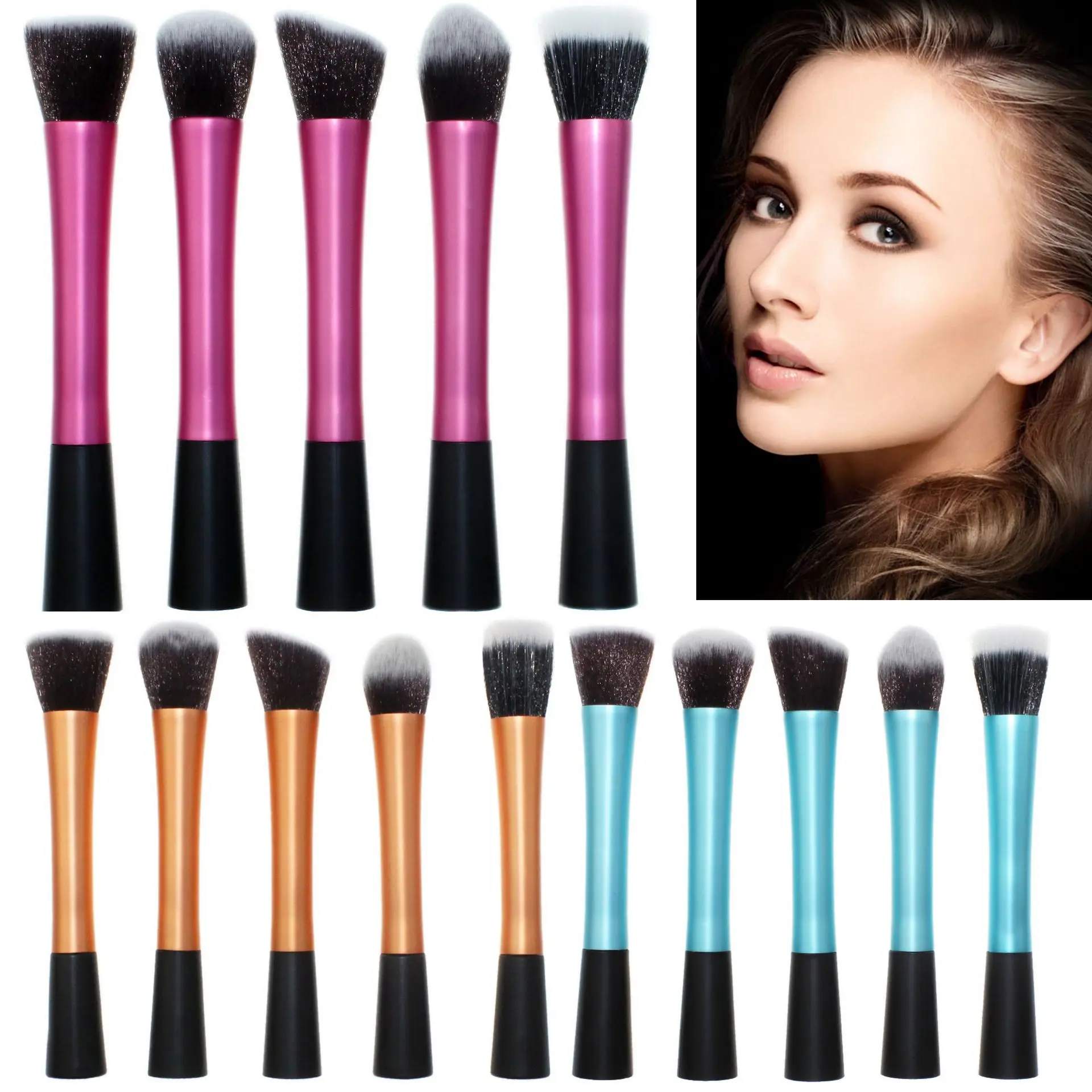 

5 small waist makeup brush small waist long aluminum tube 5 set makeup brush single makeup brush beauty tools