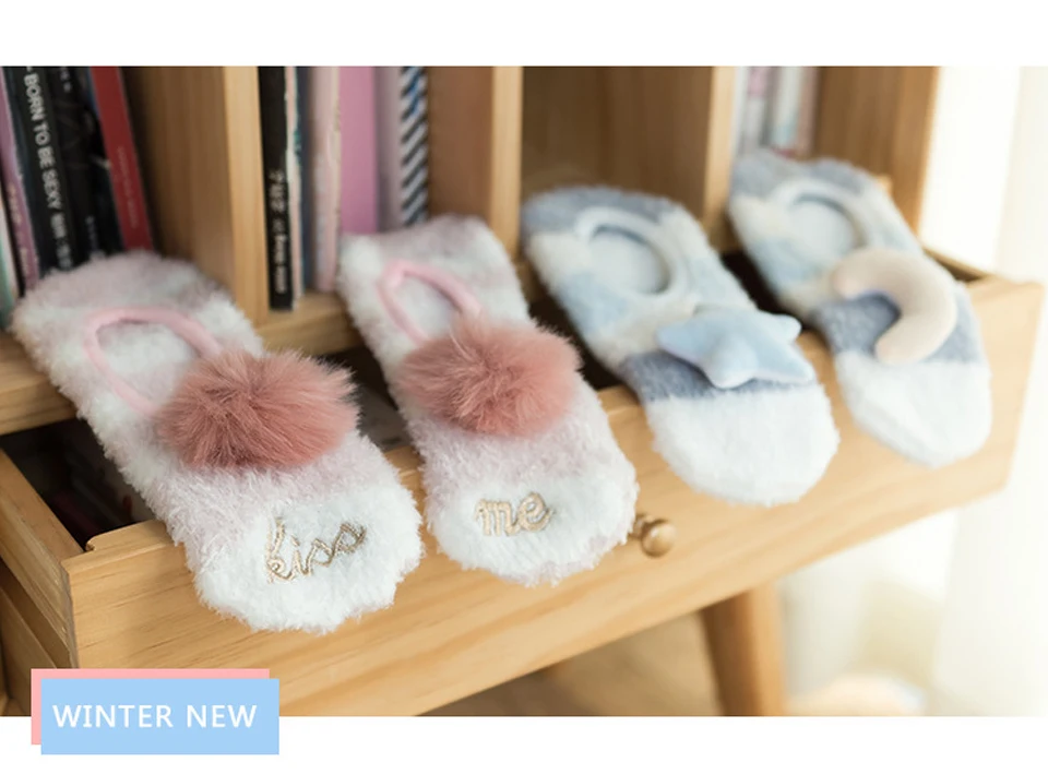 Thickening Keep Warm socks Women Lovely Plush Sleep Ladies Funny Cute Socks Hosiery Winter kawaii Boat Sock Winter Soft Home (12)