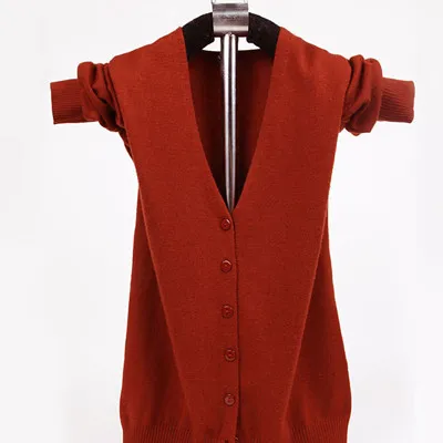 Осенне-зимний кашемировый женский свитер и кардиганы, длинный рукав, большой v-образный вырез, сексуальный вязаный кардиган, Весенняя шерстяная одежда - Цвет: Rusty red