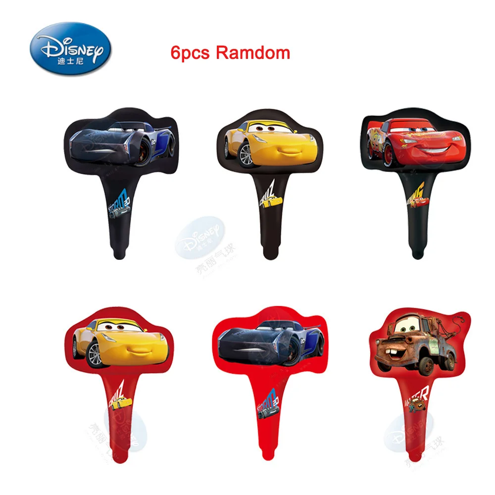 6pcs Random Cars 18 дюймов Дисней фольгированный шарик, мультфильмы фигурки гоночный автомобиль Микки Минни Маус воздушные цифры Детские игрушки на день рождения подарок - Цвет: 6pcs Random Cars