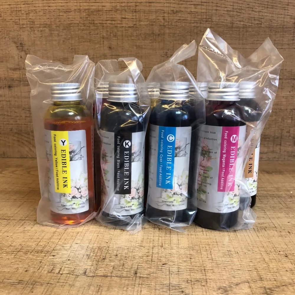 

4 Colors 100ML Universal Edible Ink For Desktop Coffee Printer Food Printer