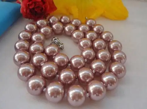 

huij 001473 Charming!10mm Brown Sea Shell Pearl Round Beads Necklace 18''
