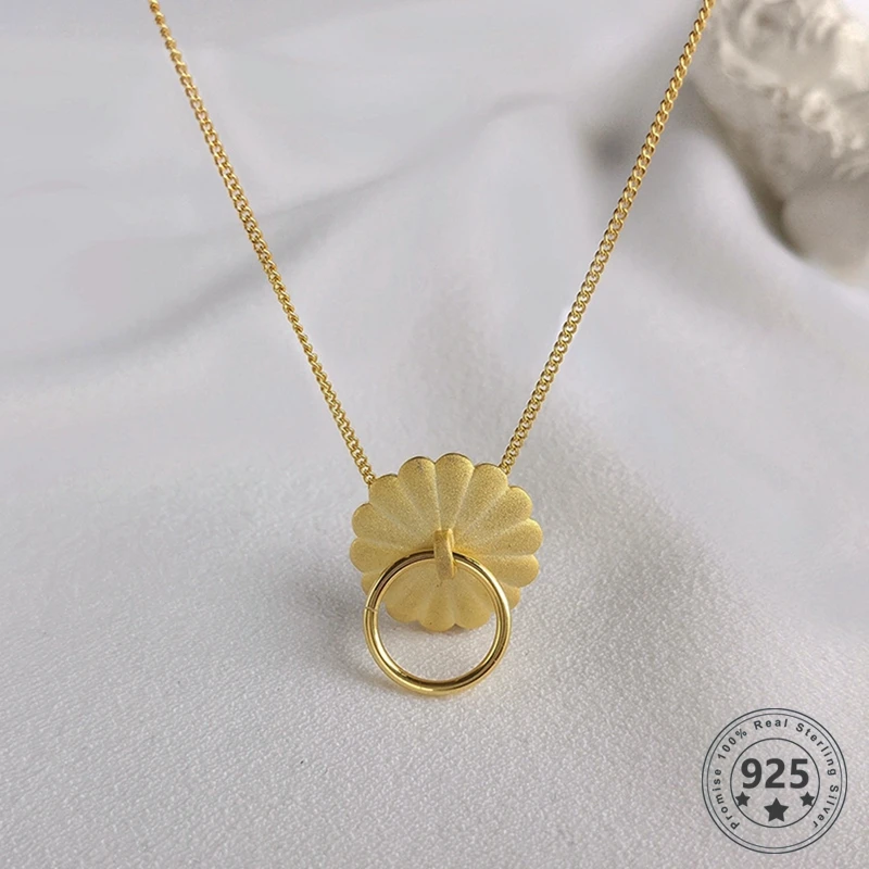 

LouLeur 925 Sterling Silver Petal Necklace Original Design Gold Color Elegant Circle Fine Necklace For Women New Fashion Jewelry