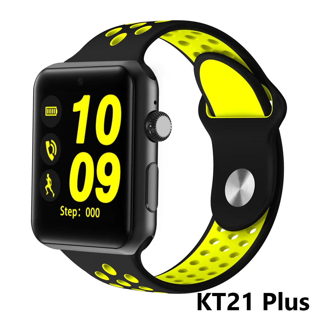 Смарт-часы с Bluetooth, sim-карта, камера, Смарт-часы, чехол для apple iphone, samsung, xiaomi, android phone, pk, apple watch IWO 2, 3, 4, 5 - Цвет: KT21Plus BlackYellow