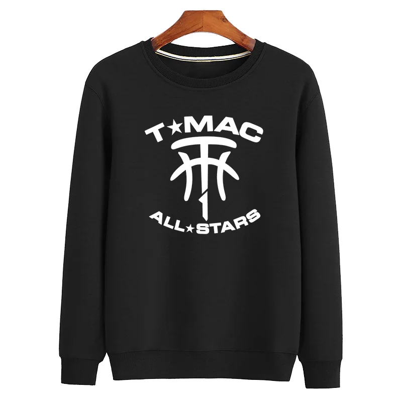 Мужские спортивные баскетбольные пальто TMcG/LJames/DRose LOGO большого размера свободные махровые свитера дышащие крутые худи без шапок - Цвет: Black Grady