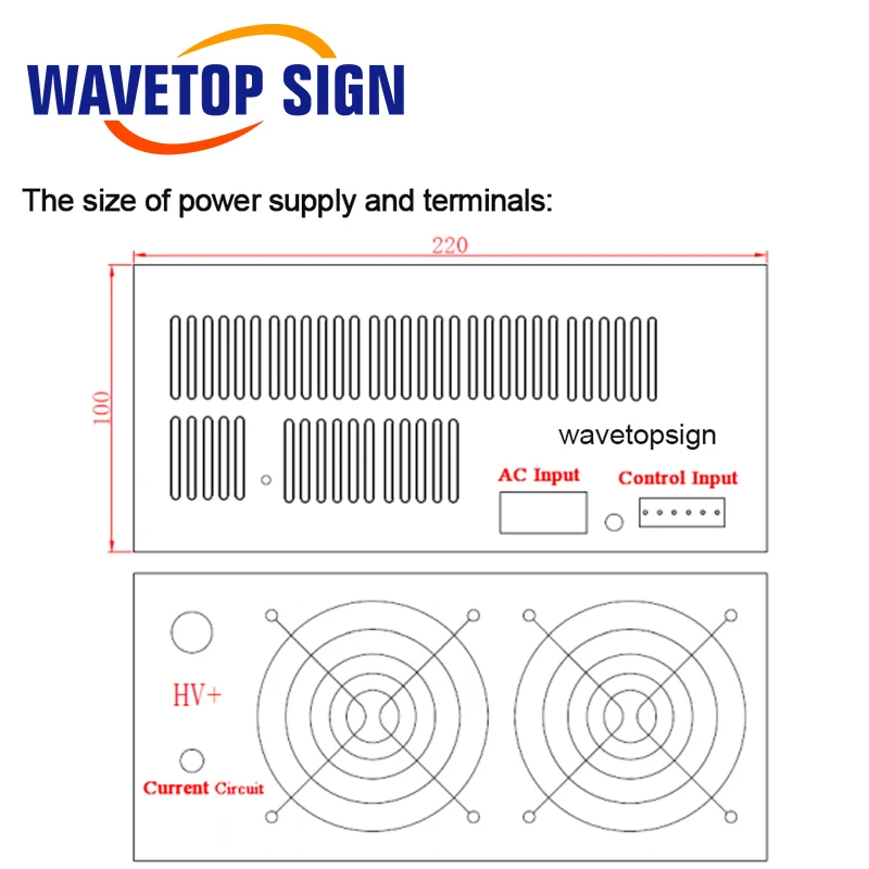 WaveTopSign 150 Вт СО2 лазерный источник питания для лазерной гравировки режущего