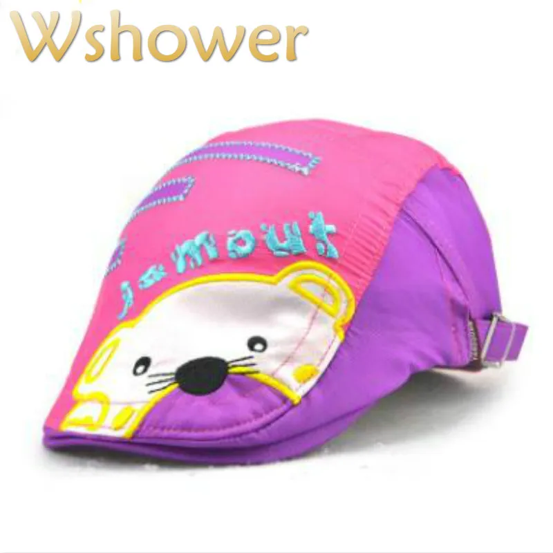 

kids summer visor cap embroidery cartoon flat cap adjustable children girl or boy beret newsboy hat bone casquette drop shipping