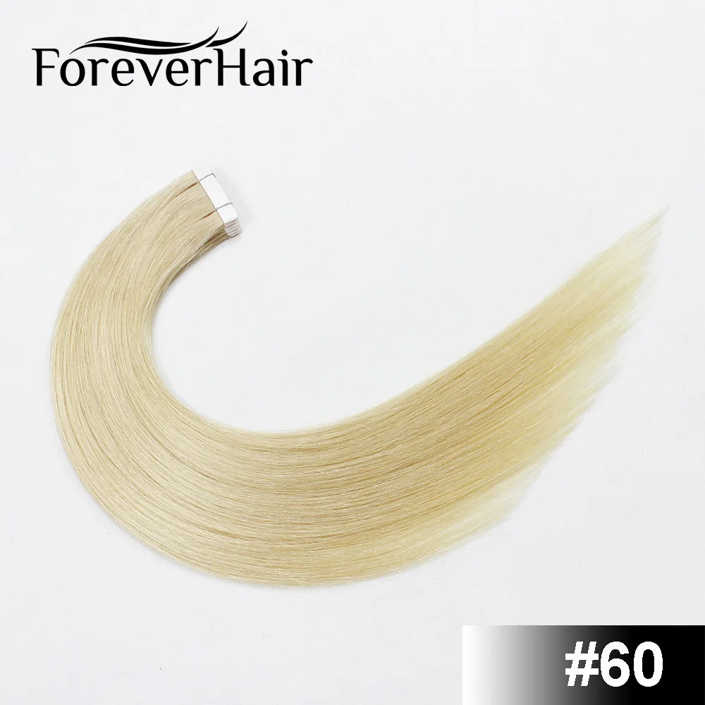 FOREVER HAIR Two Tone Skin Weft бесшовный клей лента для наращивания человеческих волос Remy 2 г/шт. блонд Двусторонняя лента 40 г/упак - Цвет: #60