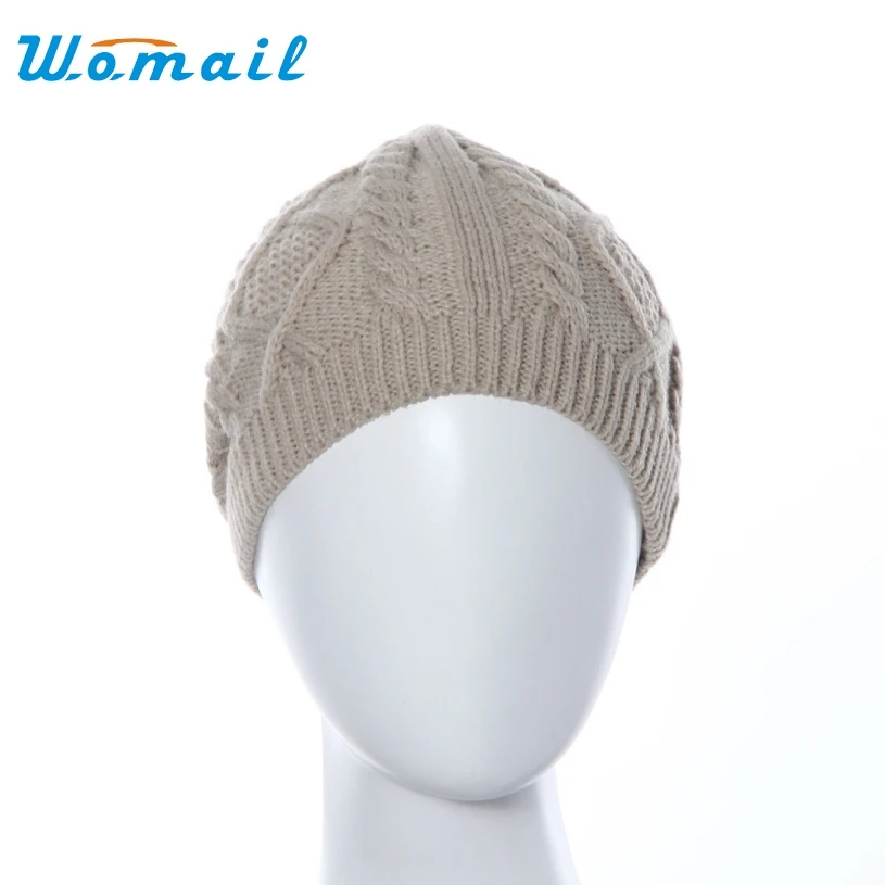

Womail 2017 Hot Womens Winter Hat Warm Knitting Beanies Cap Blue Grey Red Beige Black