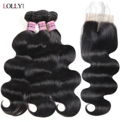 Lolly Hair 3 Bundles Body Wave With Lace Closure Peruvian Hair Bundles with Closure Non Remy Human Hair Bundles With Closure Lolly Hair 3 Bundles Body Wave With Lace Closure Peruvian Hair Bundles with Closure Non Remy Human Hair Bundles With Closure