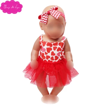 

43 cm baby dolls Clothes red dress + hair belt elf costume accessories fit 18 inch Girl doll As gift to children zf16