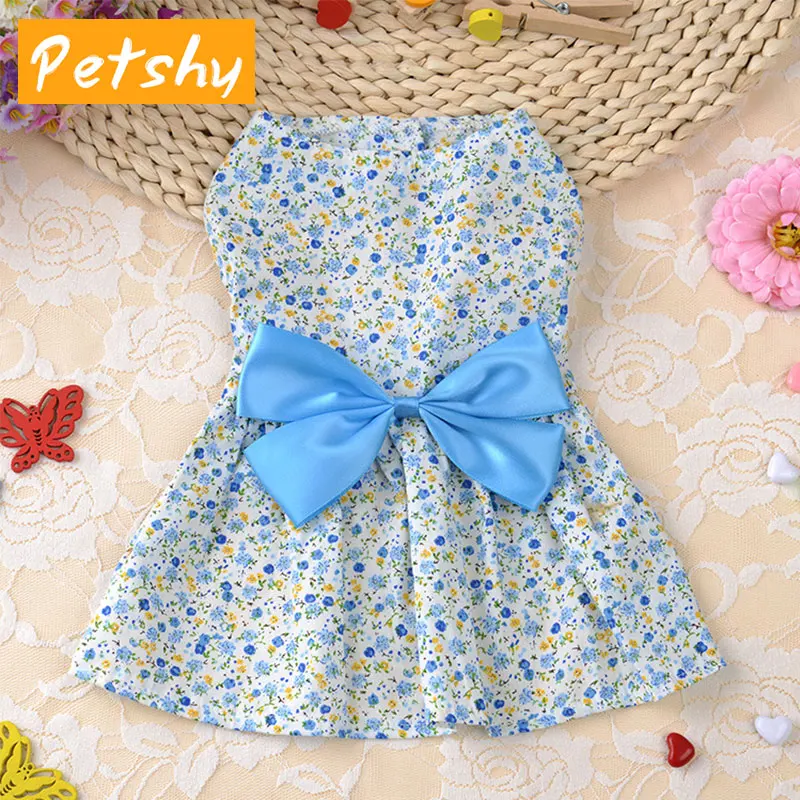 Petshy летнее платье для собак Одежда для собак для маленьких собачье свадебное платье юбка одежда для щенков Весенняя Одежда для питомцев с цветочным принтом