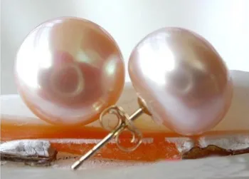 

PINK natural AAA 12-11mm South Seas pearl earrings with 14 k