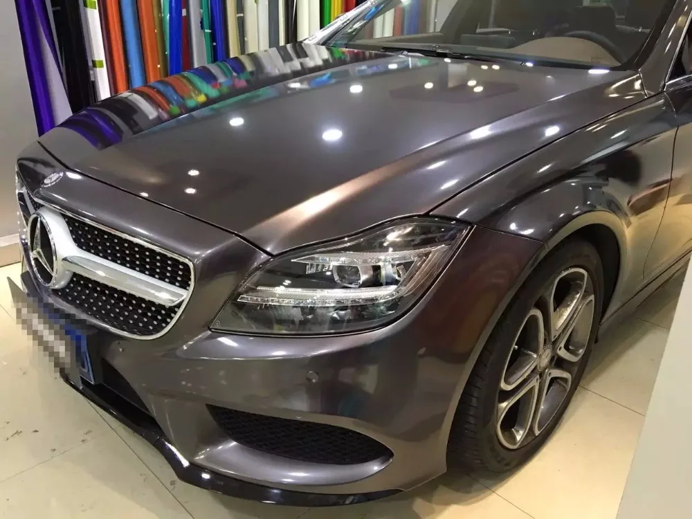 Us 1480 Gloss Metallic Canna Di Fucile Involucro Del Vinile Car Wrapping Styling Con Bolla Di Aria Libera Grigio Scuro Lucido Foglio Di Formato